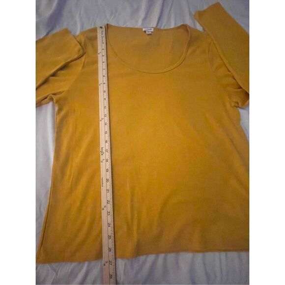 JCrew Scoop Neck Long Sleeve Blouse Cotton Mustard Yellow 2X - Picture 4 of 11